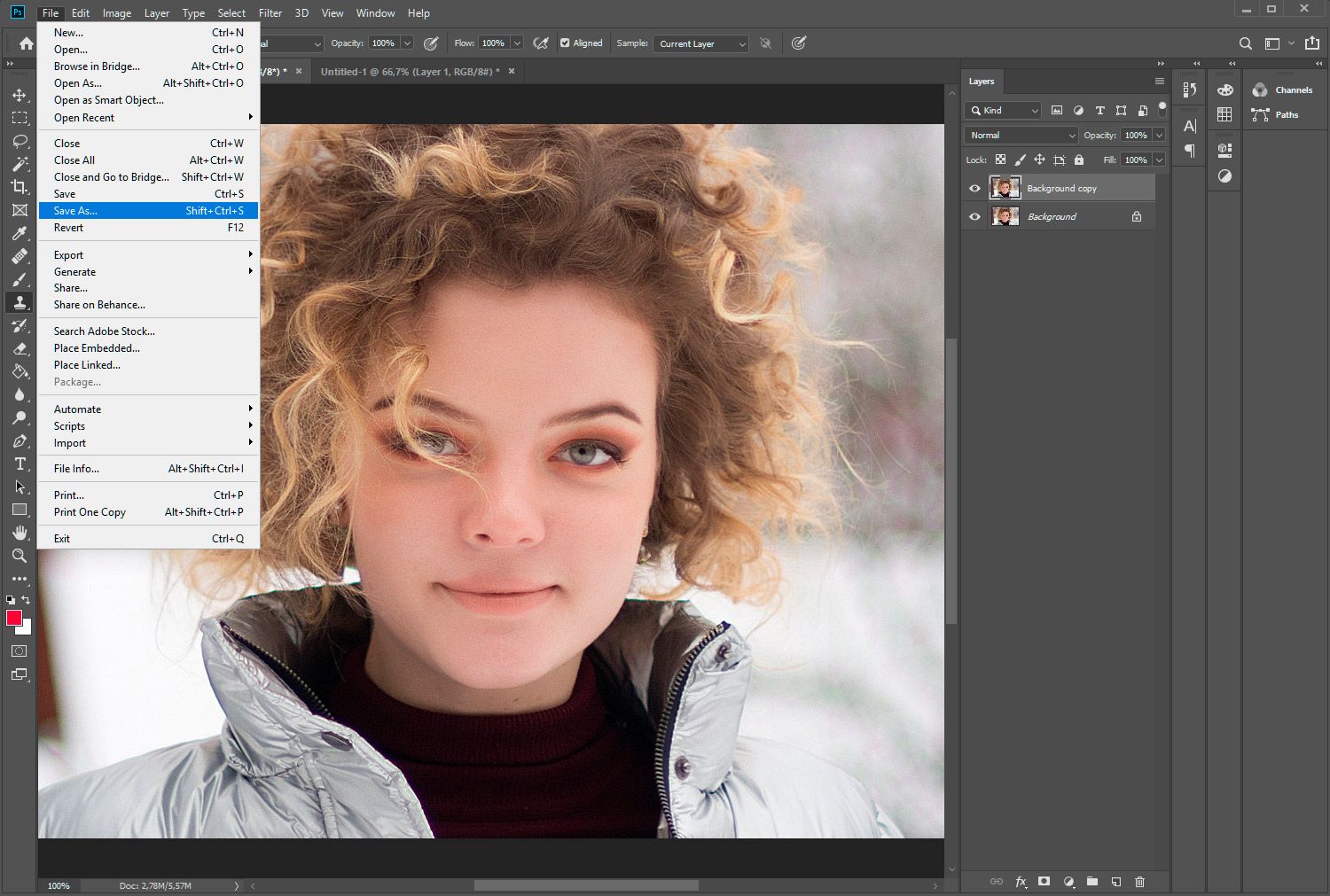 Adobe Photoshop. Enregistrer sous..