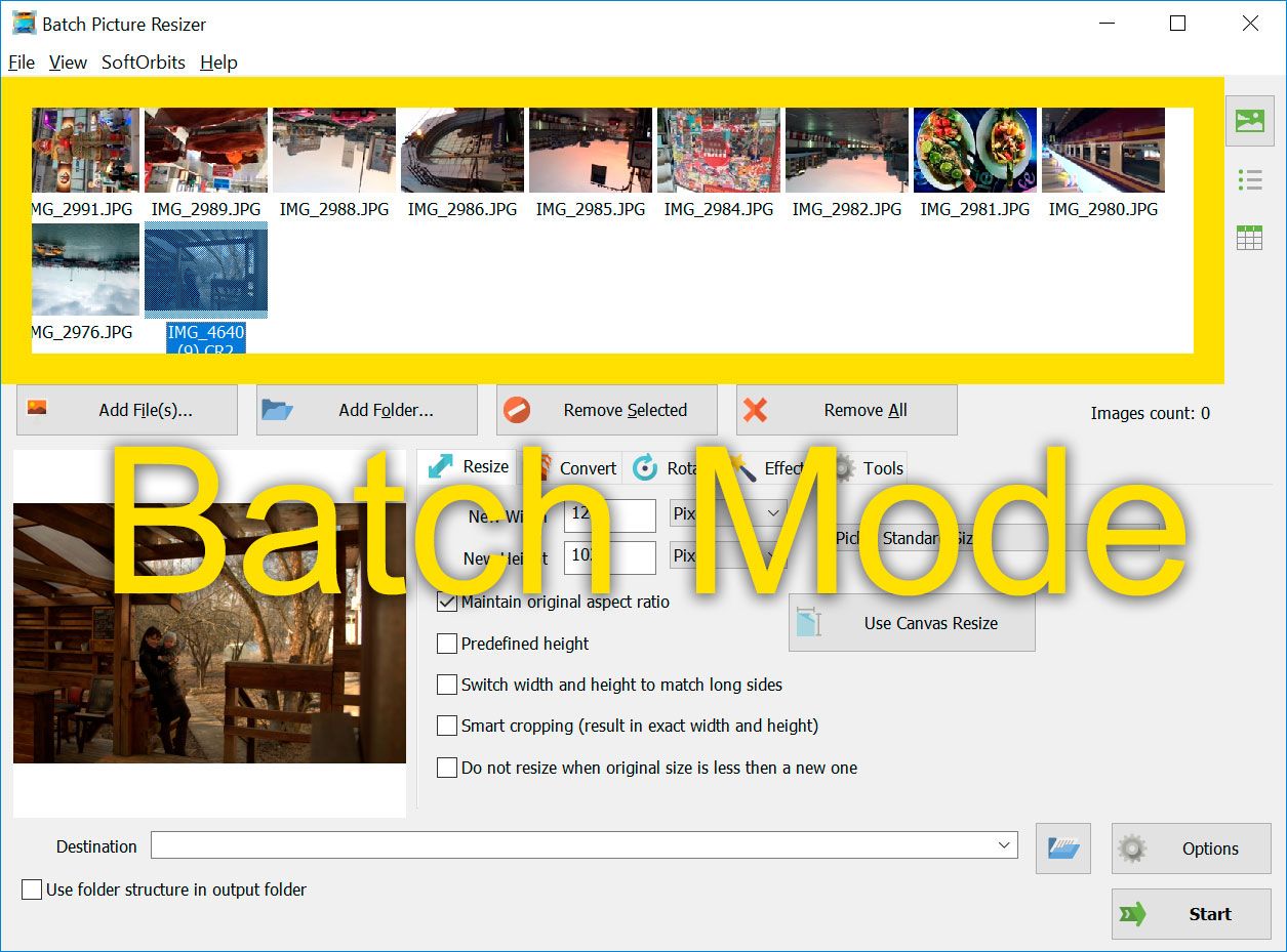 Mode batch. Convertir plusieurs photos CR2 en JPG..