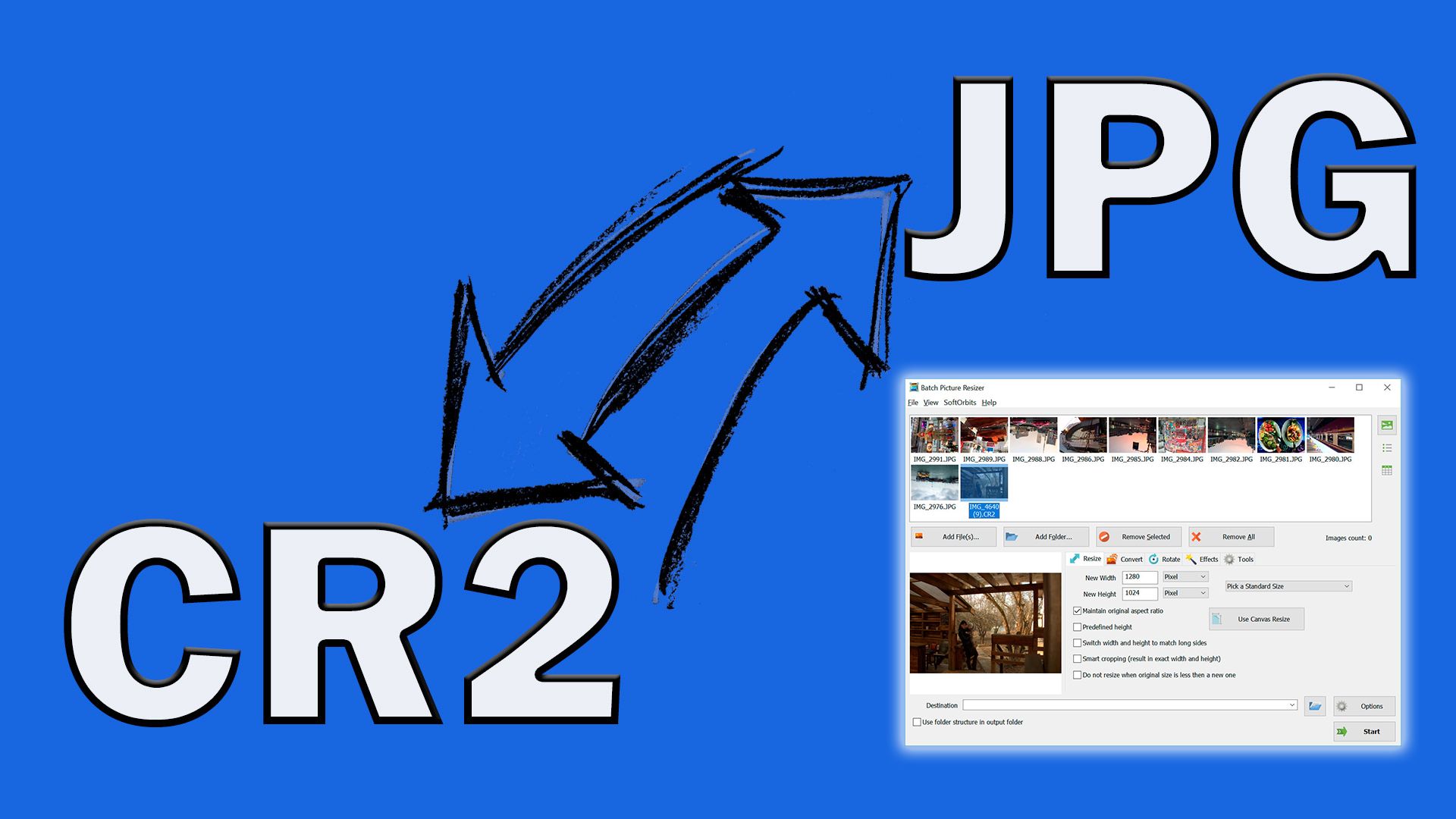 Convertir CR2 en JPG..