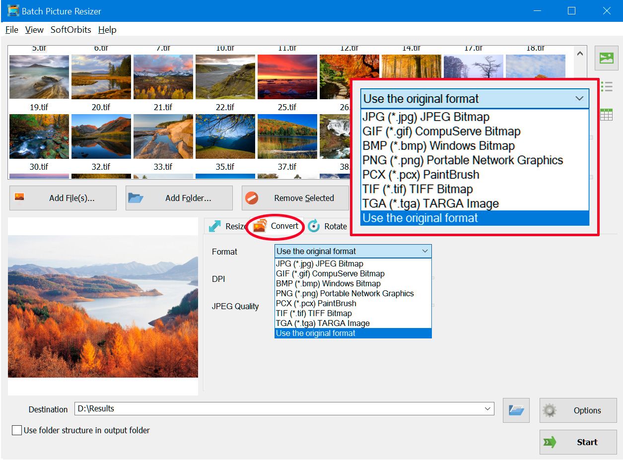 Convertir le tiff en jpeg..