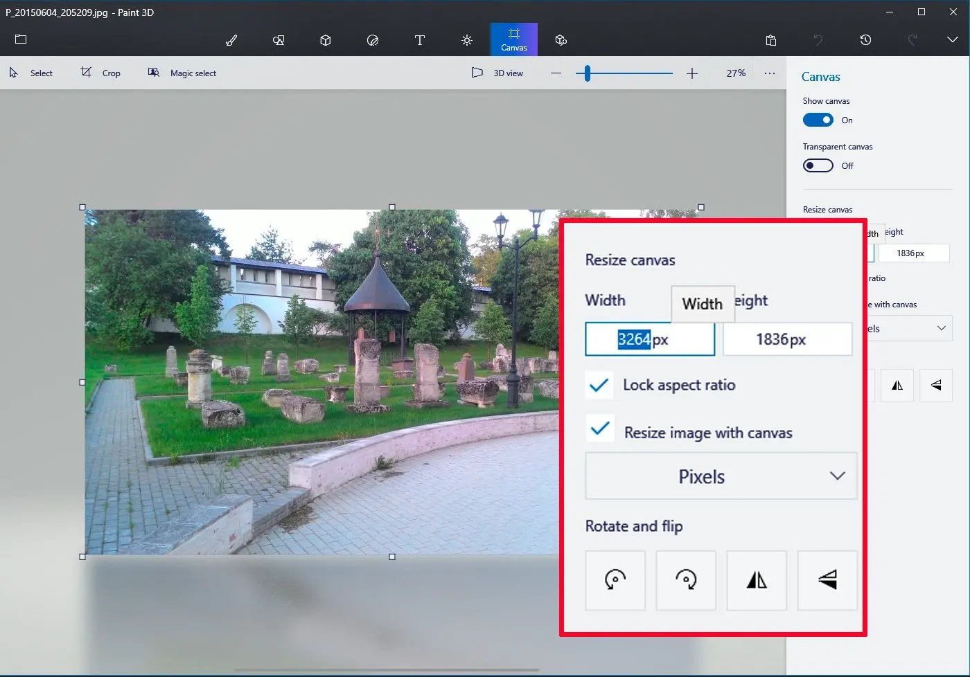 Définissez votre taille dans Paint 3D..