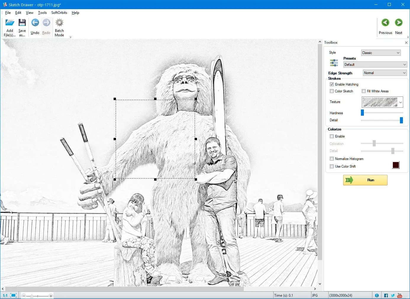 Résultat de la conversion de photo en dessin..