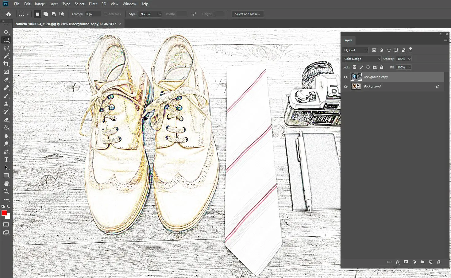 Flou gaussien photoshop dessin au trait couleur à partir d