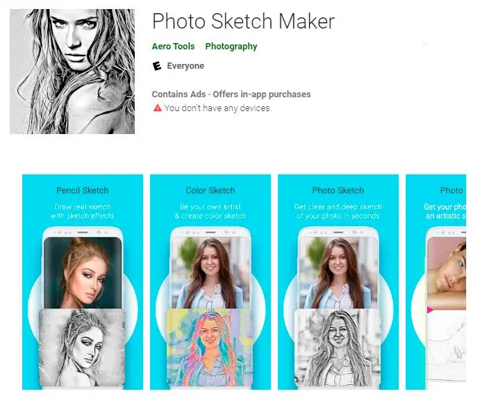 Photo sketch maker application pour transformer une photo en dessin au trait..