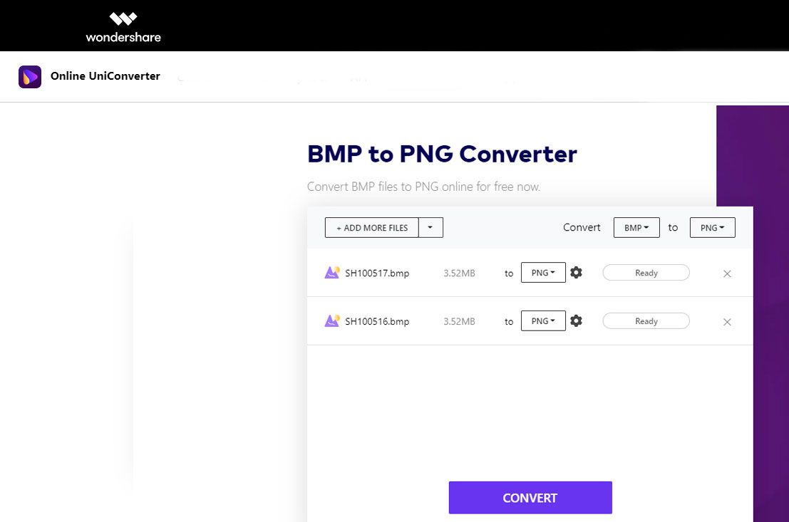 Choisir les fichiers BMP à convertir en PNG..