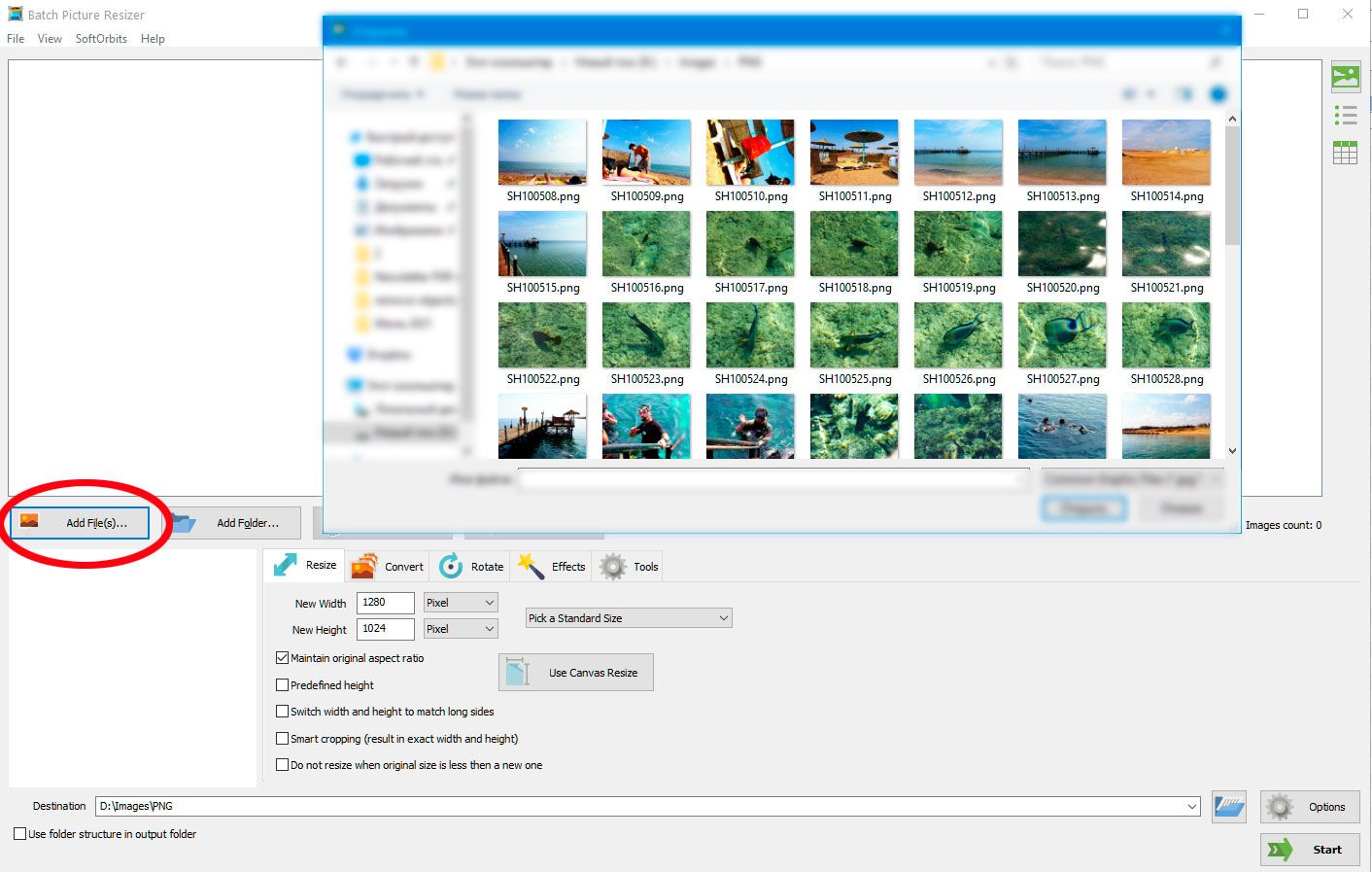 Ajouter des fichiers PNG à convertir en BMP..
