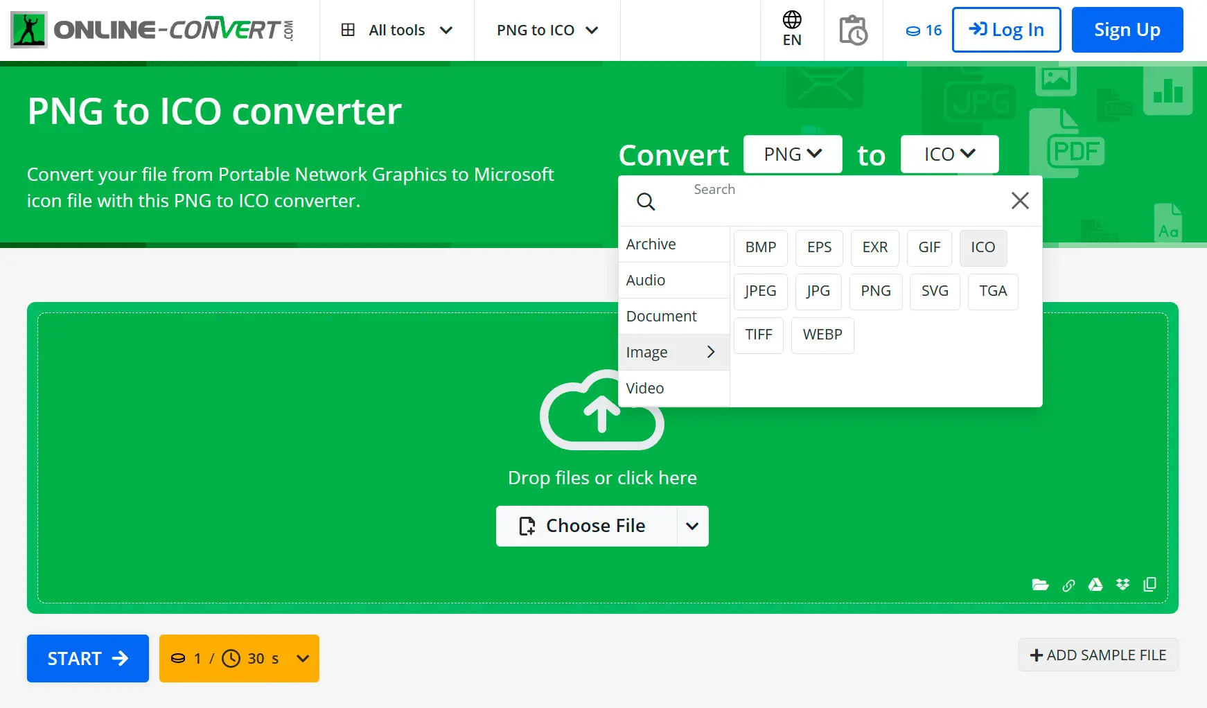 Online-Convert.com : créer une icône à partir de PNG..