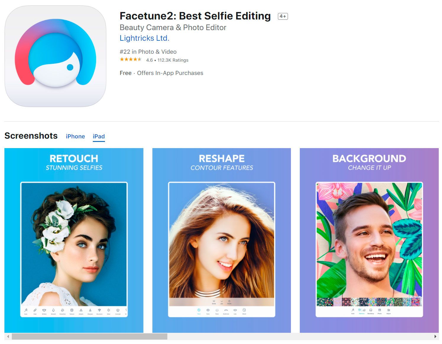 Facetune on AppStore..