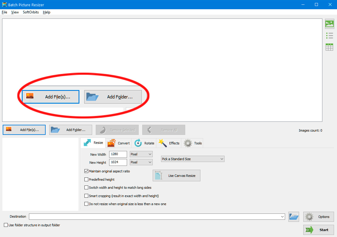 Ajouter des fichiers pour redimensionner plusieurs images sous Windows 11.