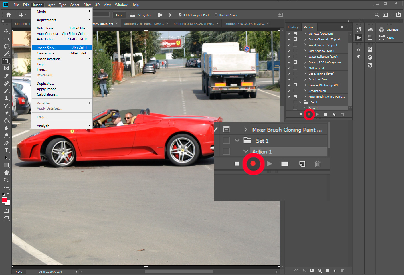 Photoshop - Enregistrer une action pour redimensionner plusieurs photos.