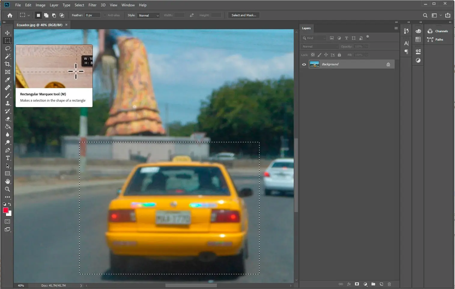 Sélectionner une zone dans Photoshop..