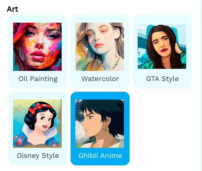 Choisissez un préréglage Ghibli.