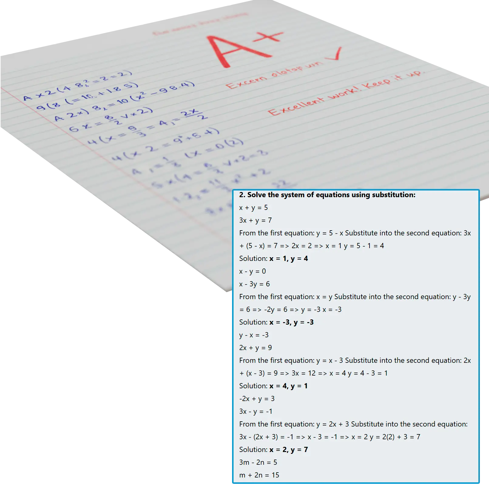 Aide aux devoirs de maths.
