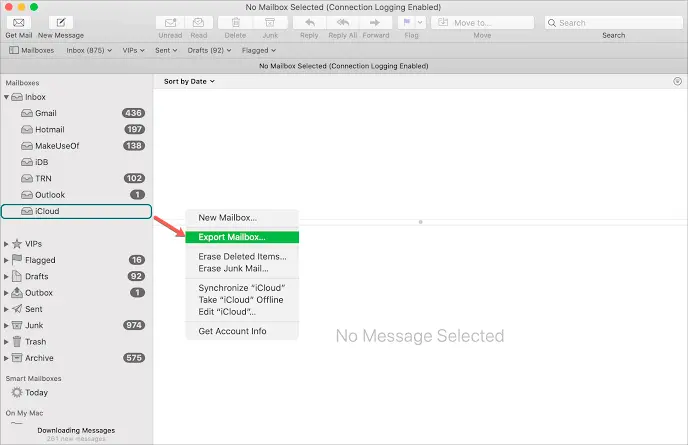Copiez vos e-mails du Mac.