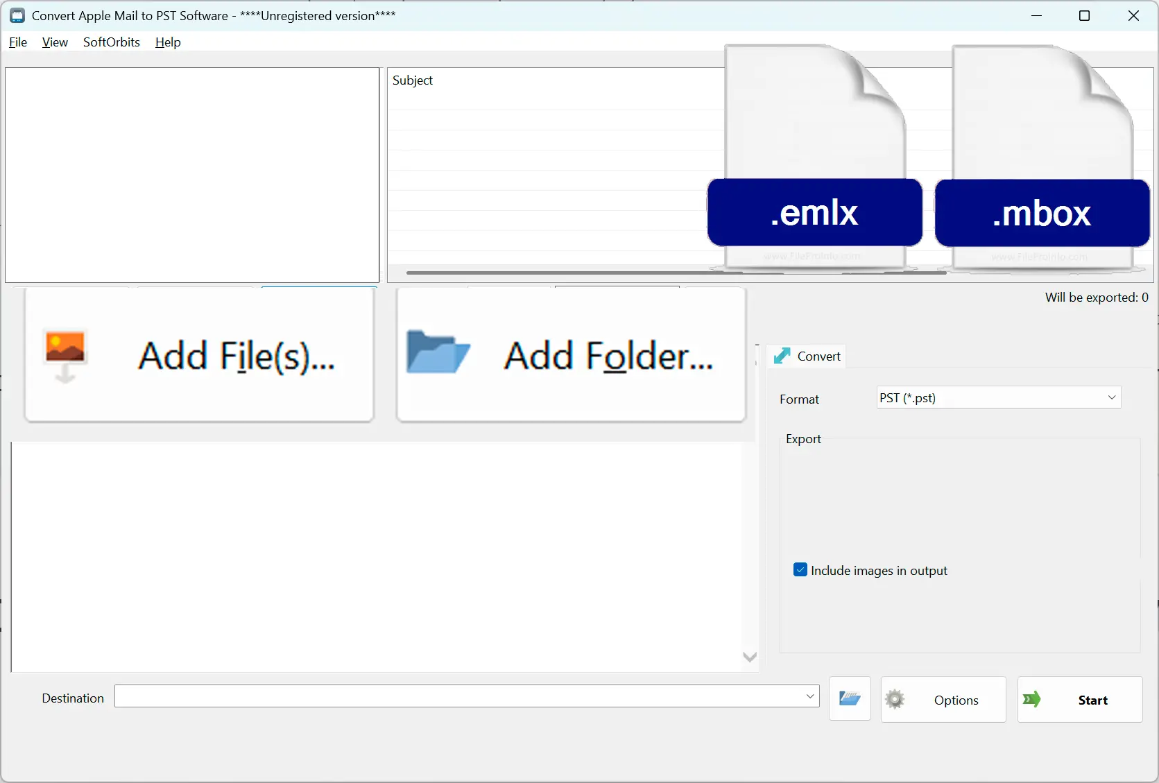 Ajoutez les fichiers .mbox ou .emlx.