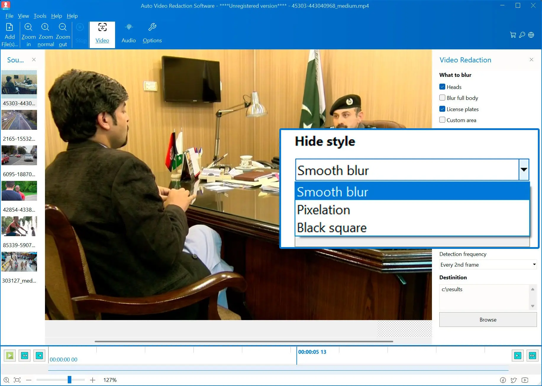 Choisissez un style de flou.