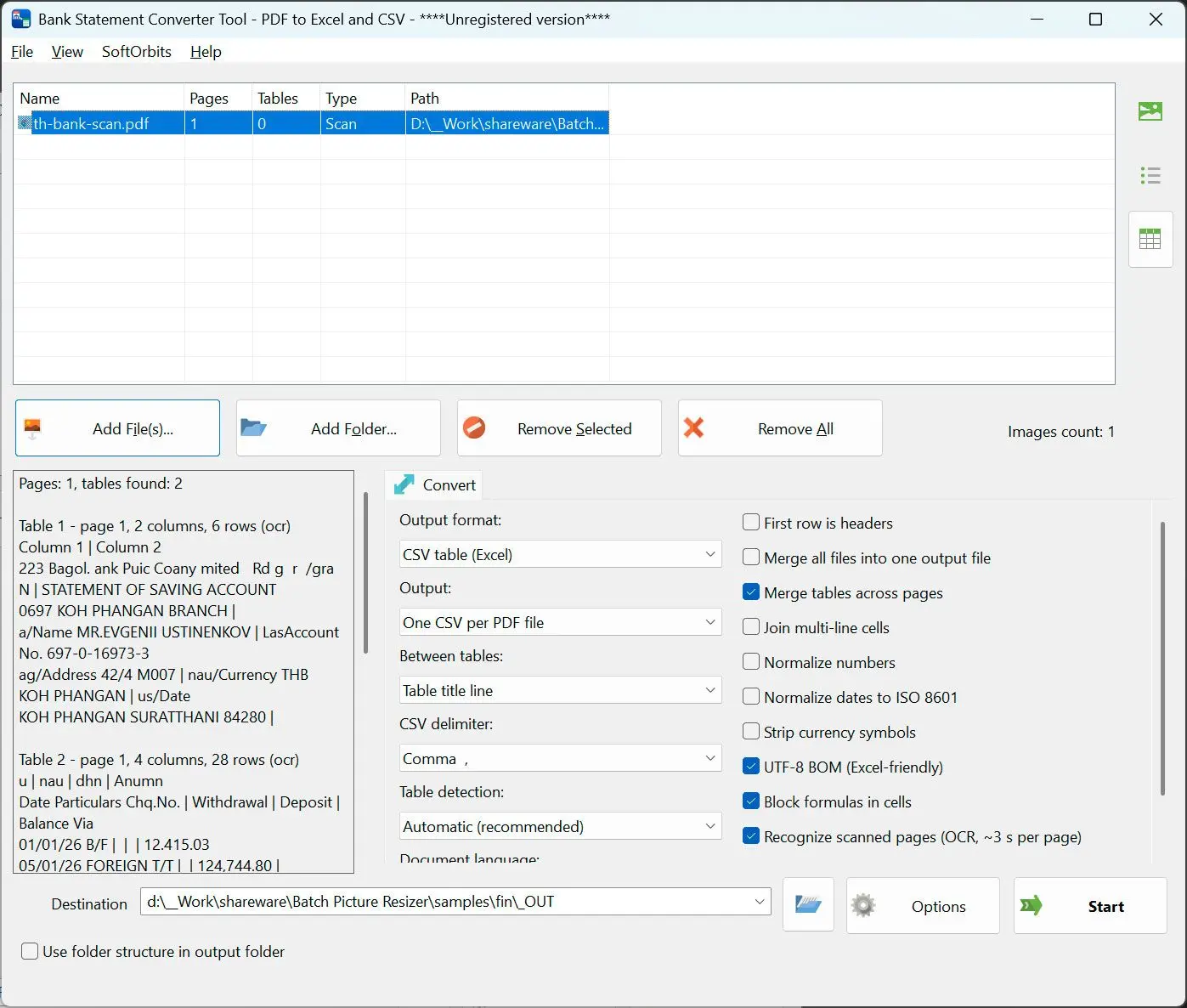 PDF to CSV Converter Capture d