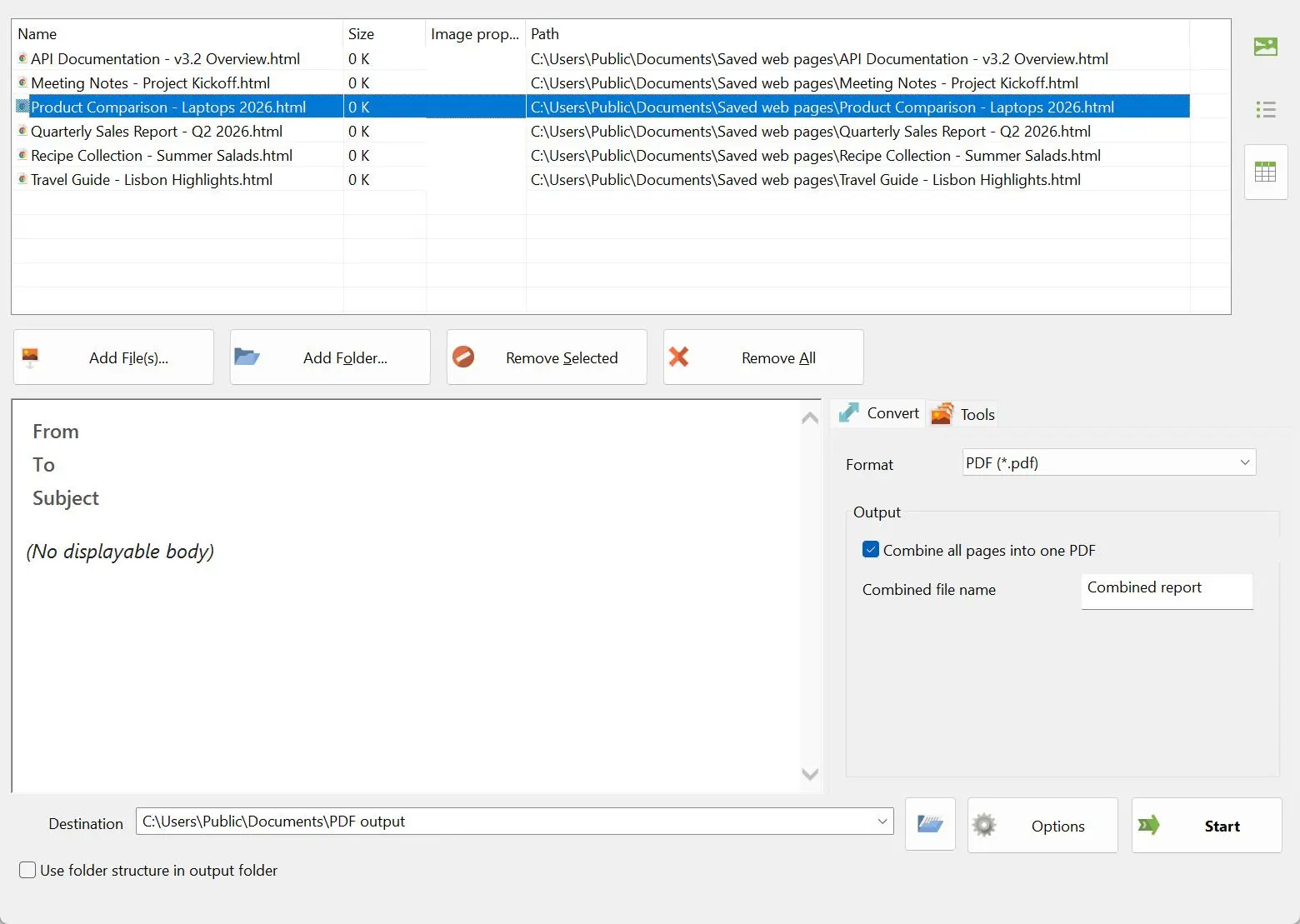 Batch HTML to PDF Converter Capture d