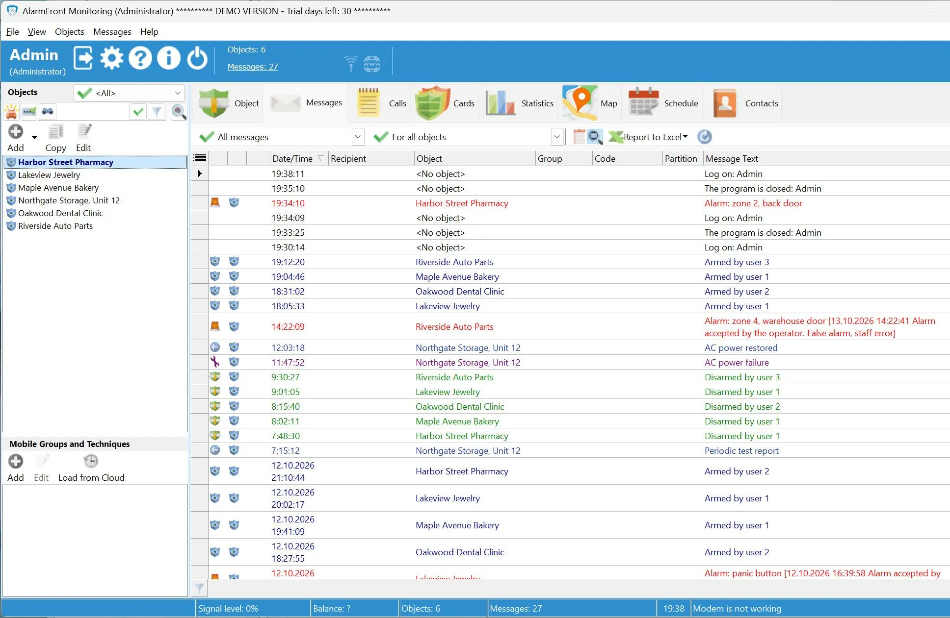 Alarm Front Monitoring Capture d