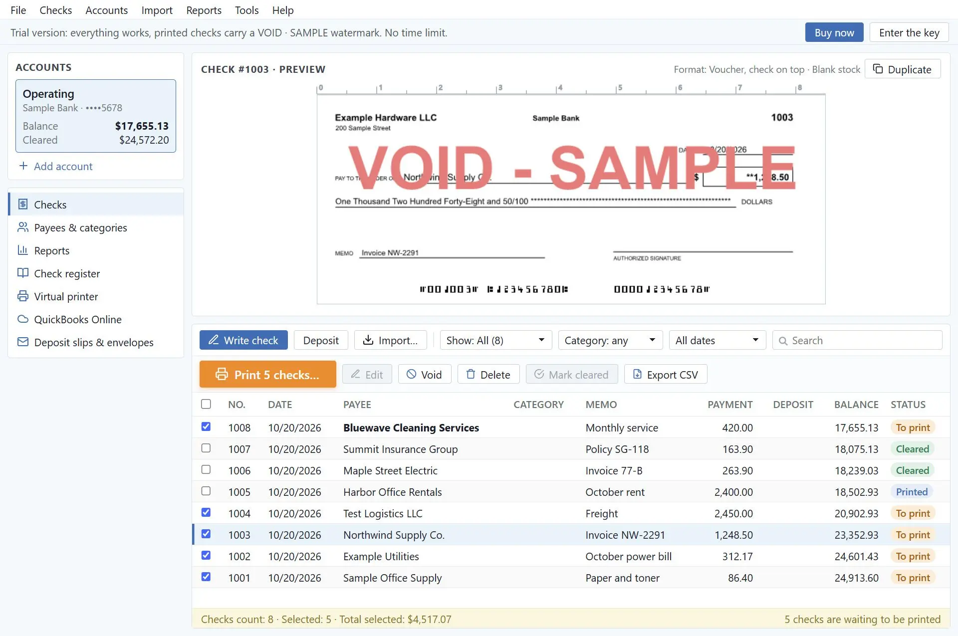 CheckSprint - Check Printing Software for Payroll, Personal, Business Capture d