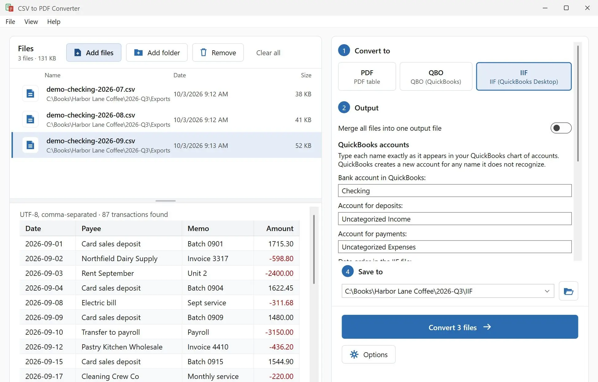 CSV to PDF Converter Capture d