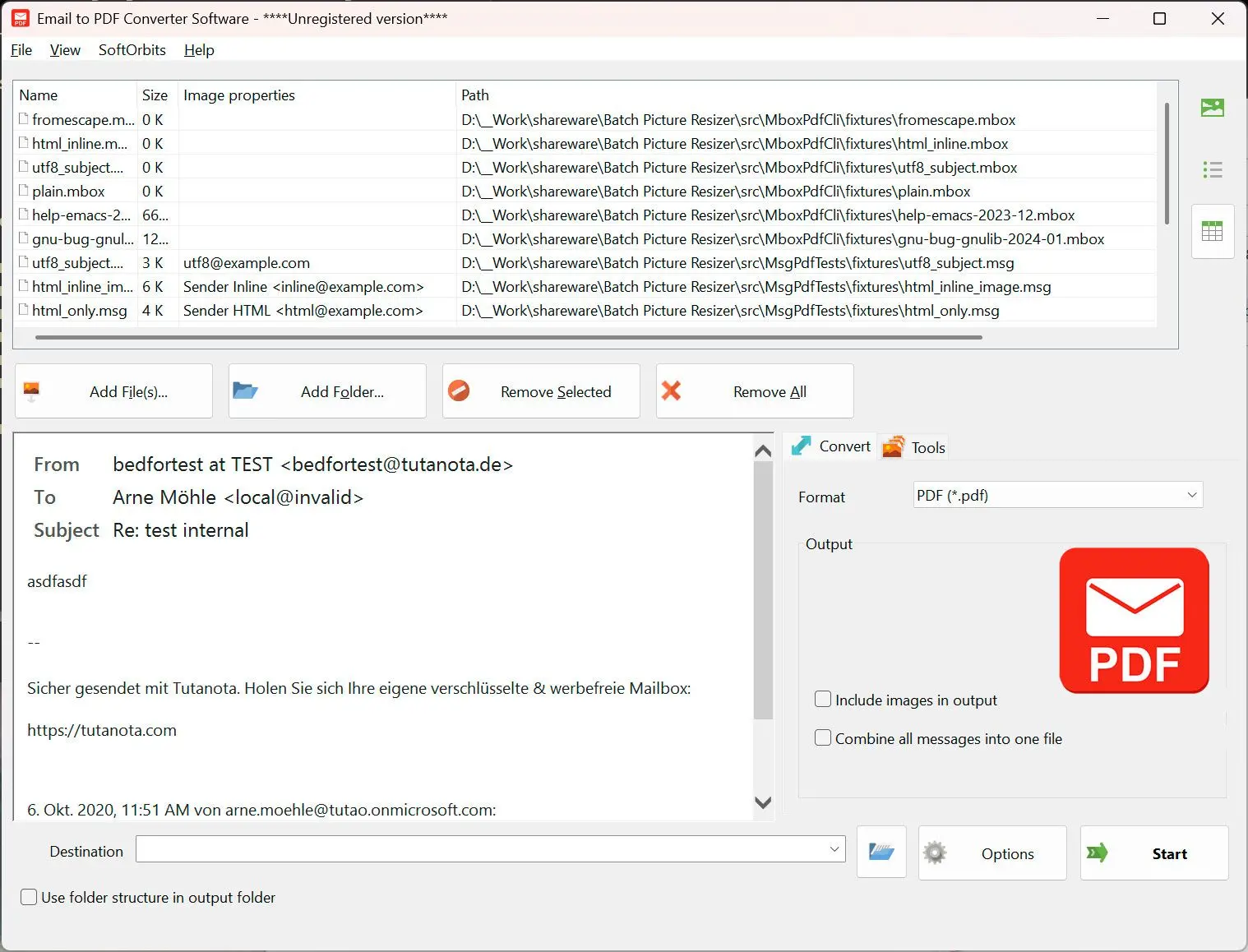 Email to PDF Converter Software Capture d
