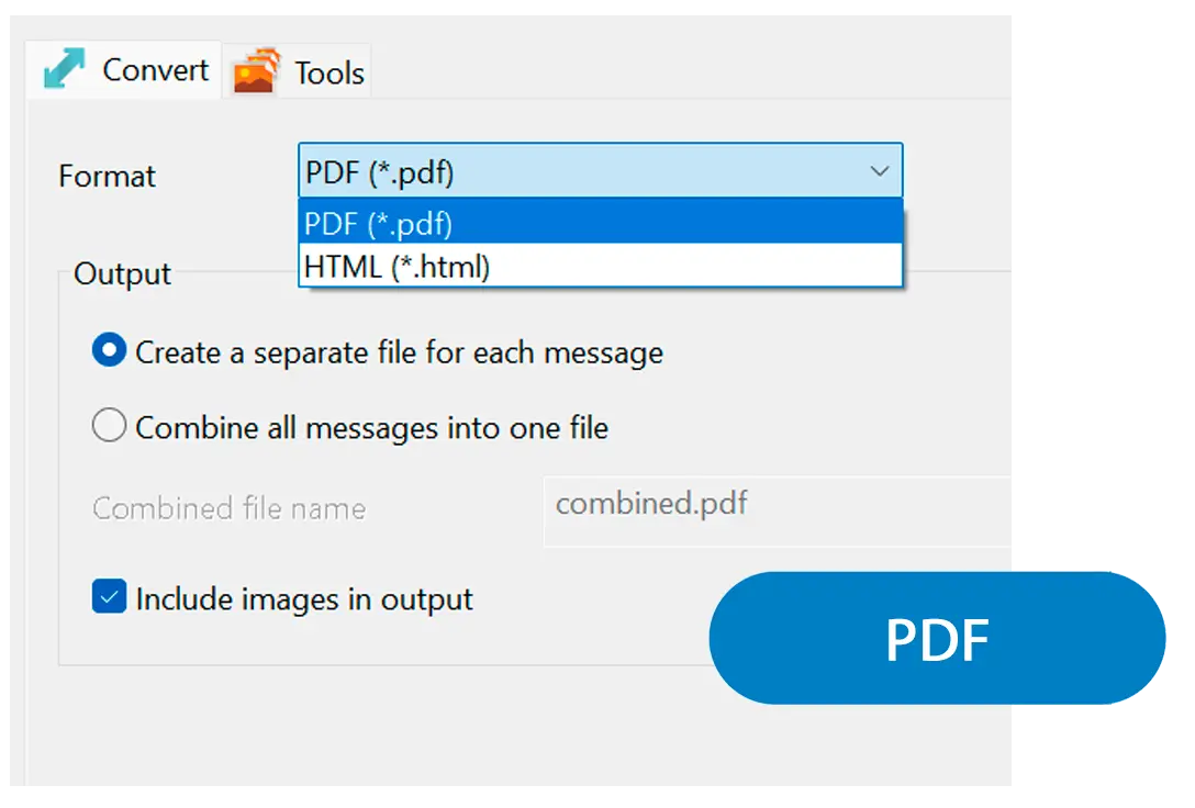 Choisissez la sortie PDF.
