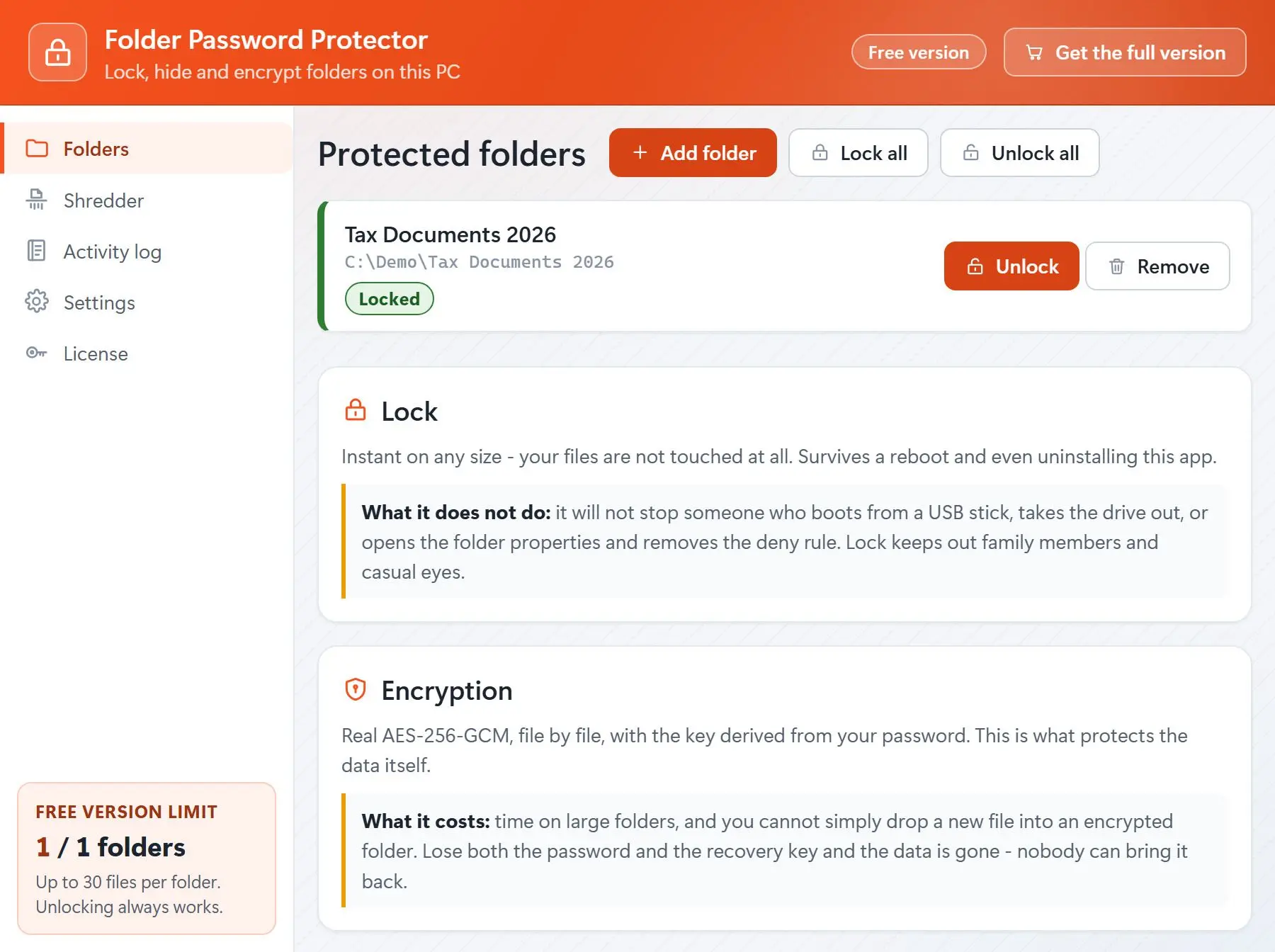 Folder Password Protector Capture d
