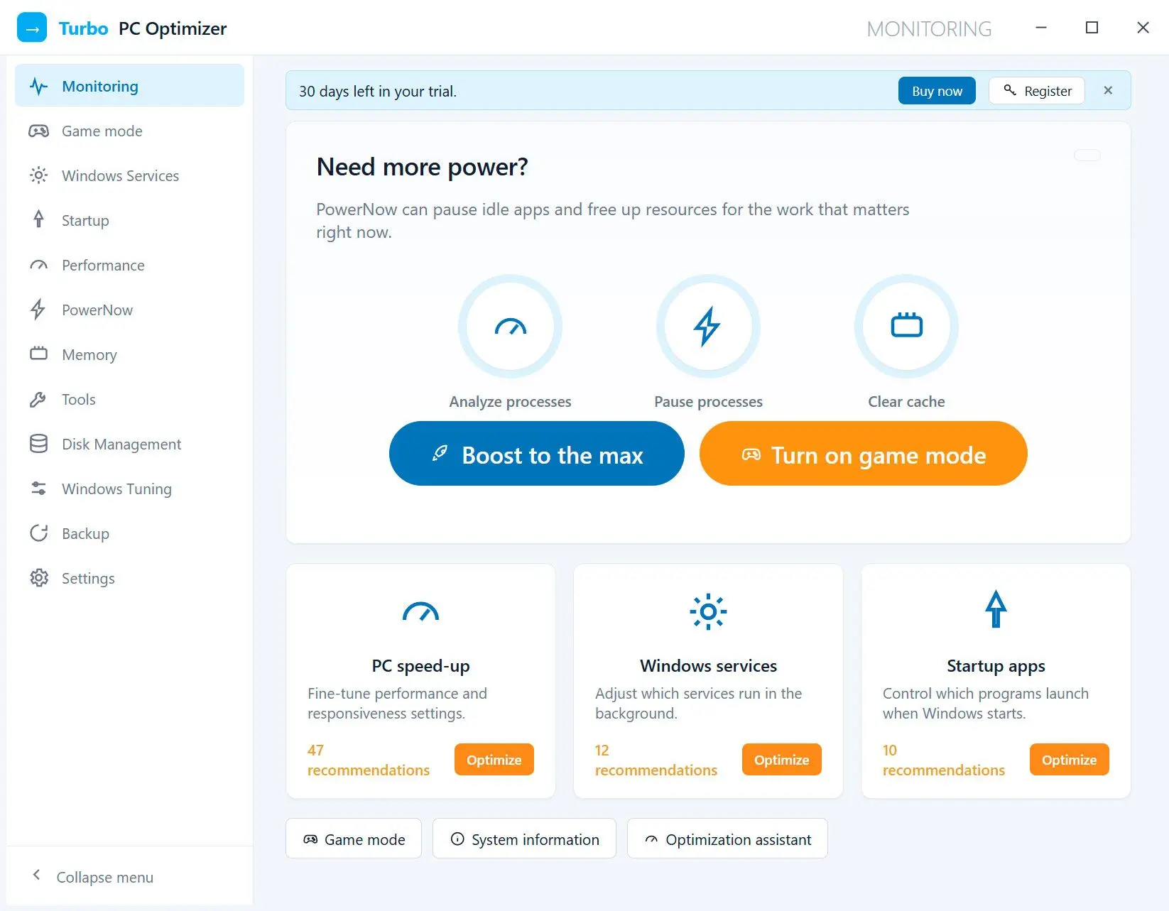 Turbo PC Optimizer Capture d