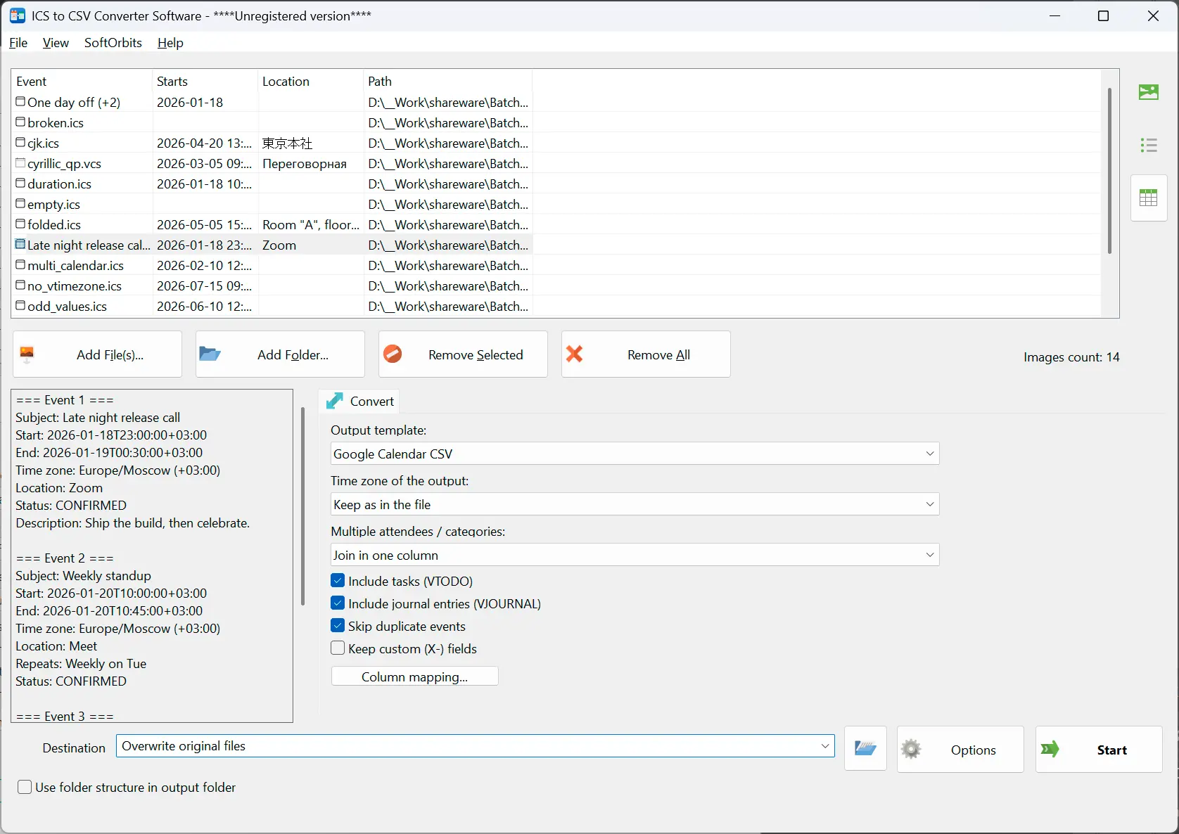 ICS to CSV Converter Capture d