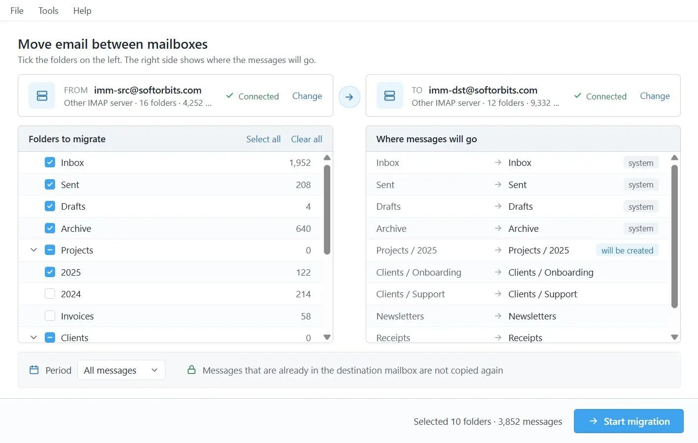 IMAP to IMAP Email Migration Tool Capture d
