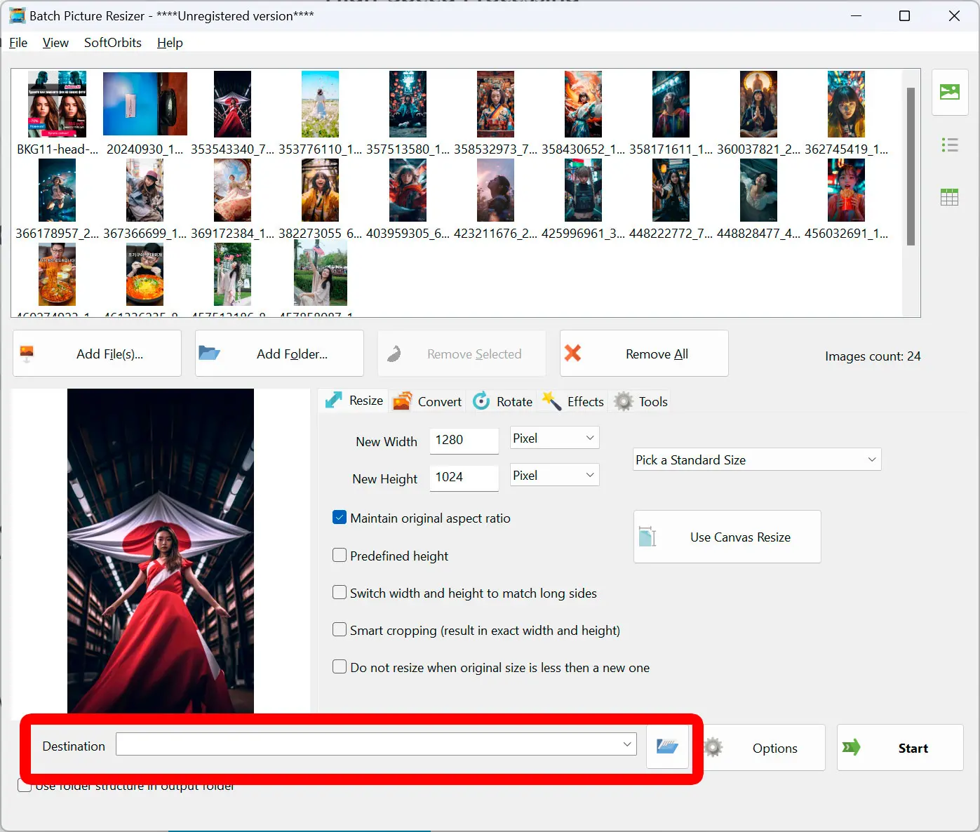 Spécifiez le dossier de sortie.