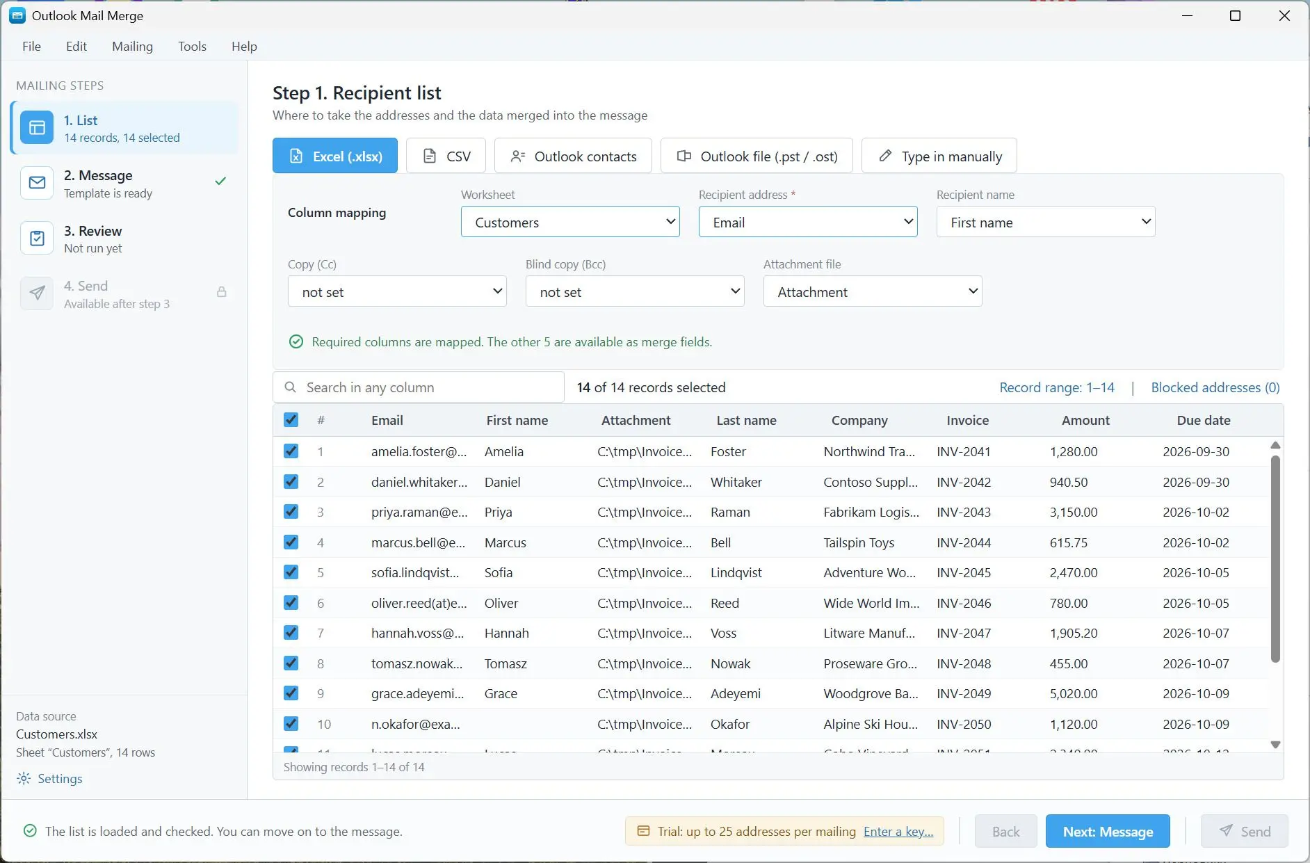 Mail Merge for Outlook and Excel with Attachments Capture d