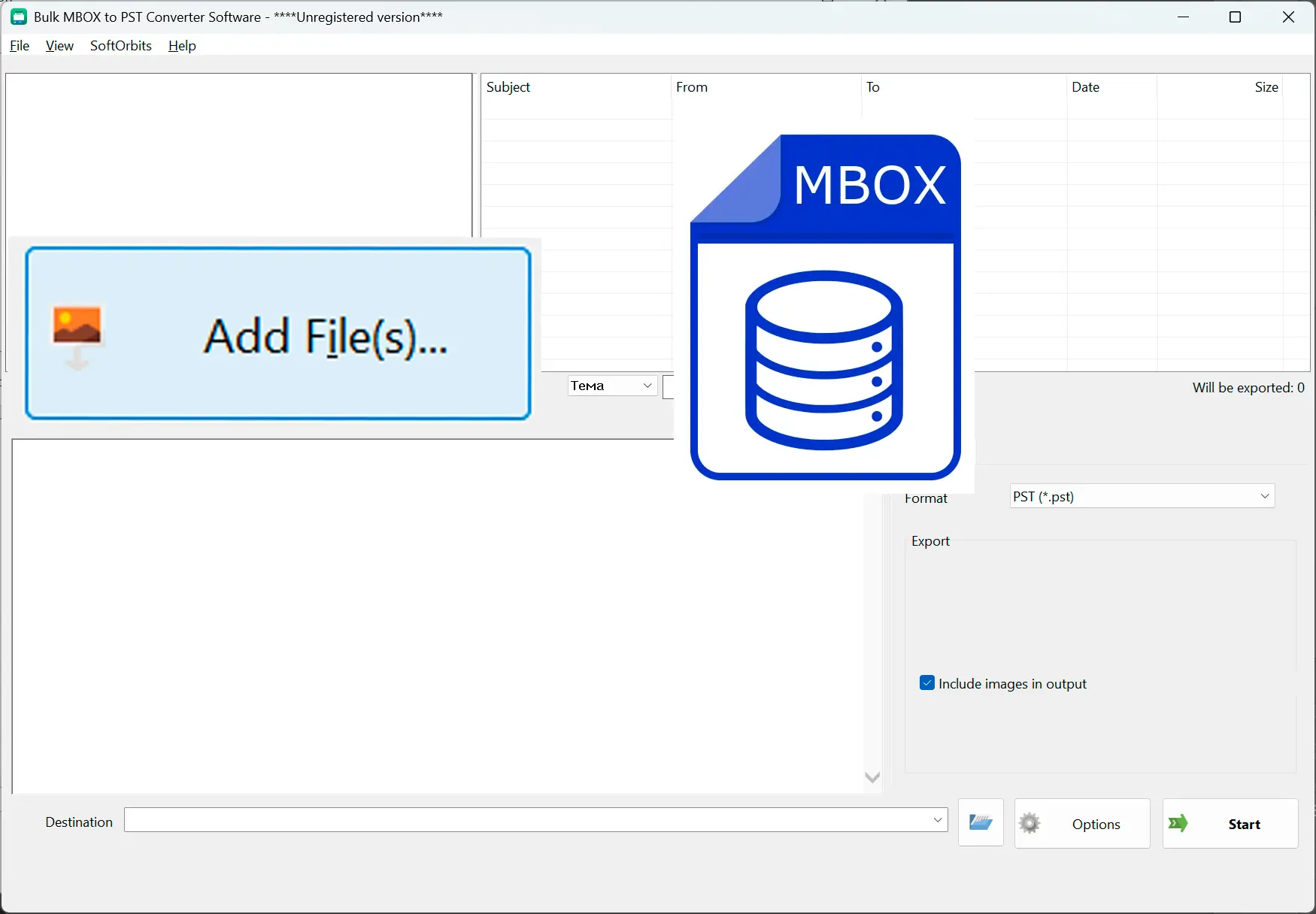 Ajouter vos fichiers MBOX.