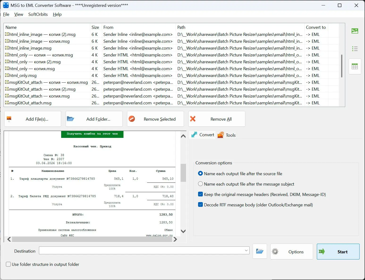 MSG to EML Converter Software Capture d