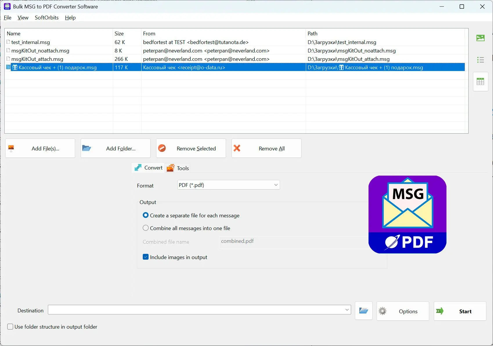 MSG to PDF Converter Software Capture d