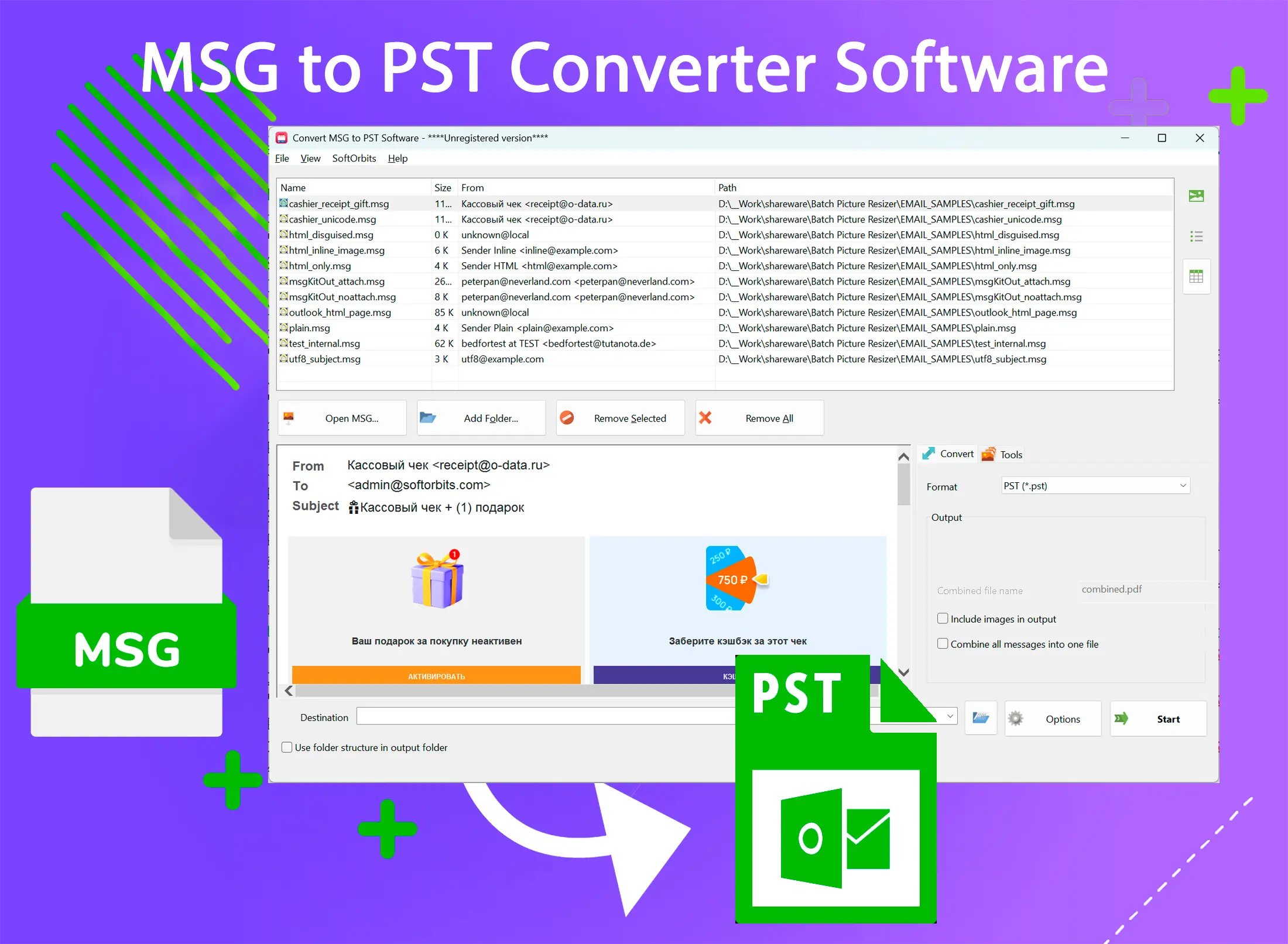 MSG to PST Converter Software Capture d