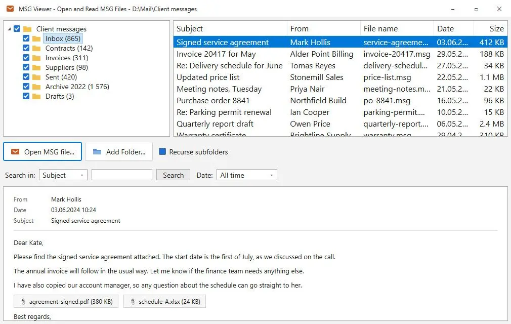 MSG Viewer - Open and Read MSG Files Capture d