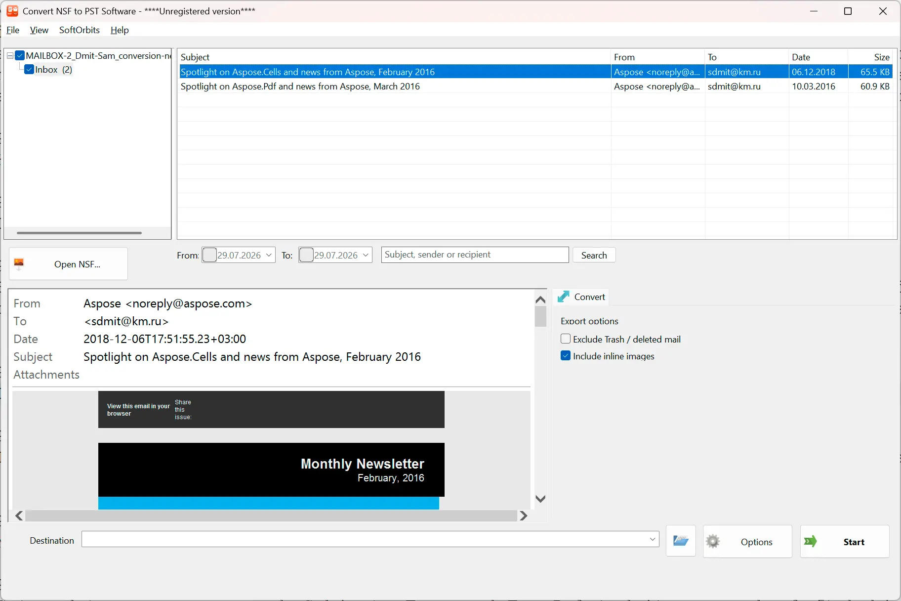 NSF to PST Converter Capture d