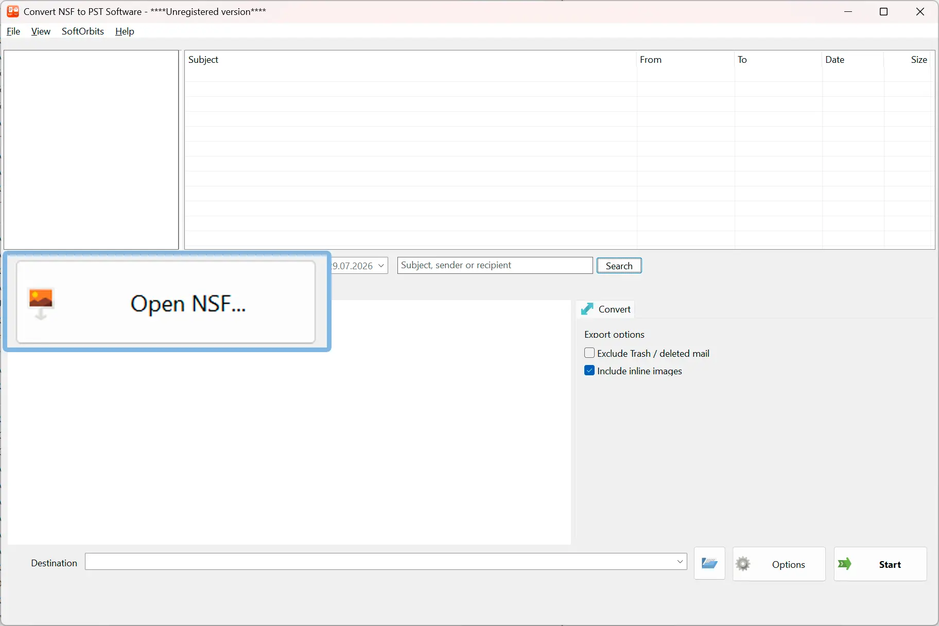 Ouvrir la base de données Lotus Notes.