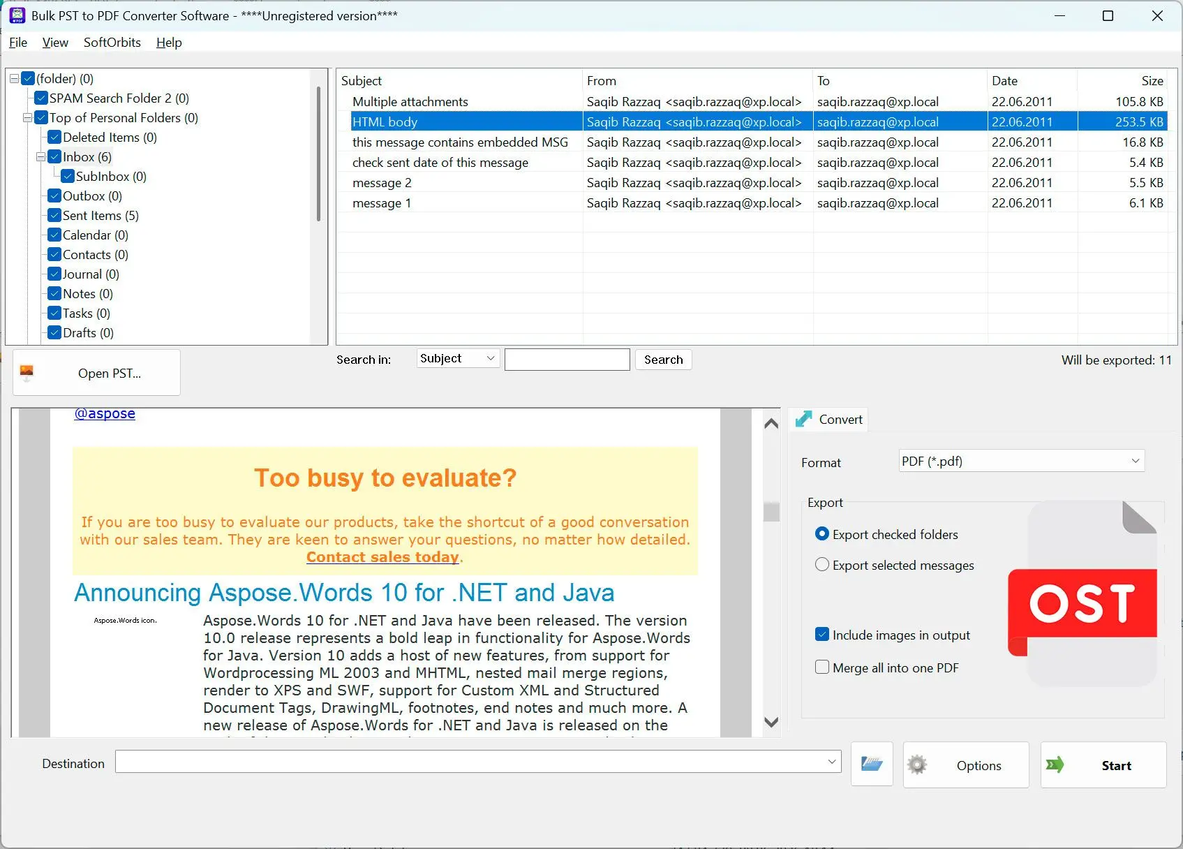 PST to PDF Converter Software Capture d