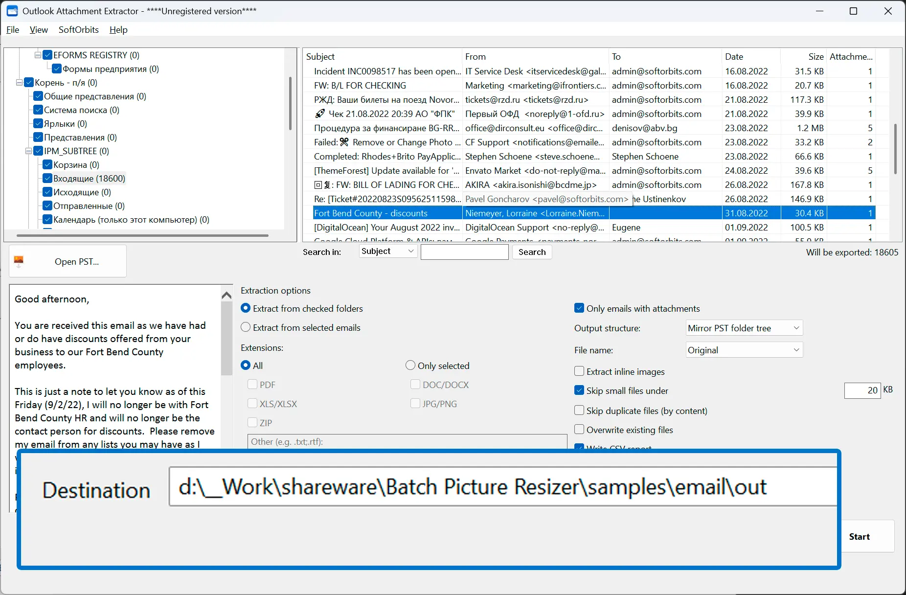 Extraire vers un dossier.