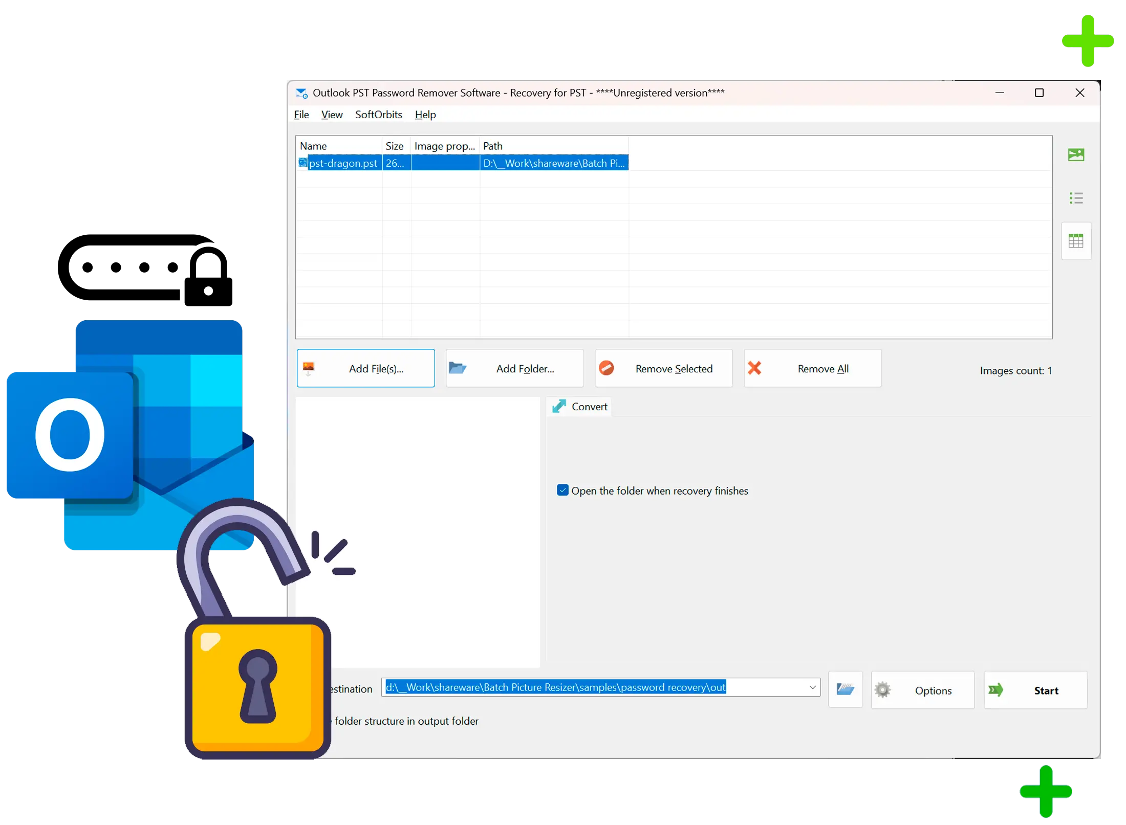 Outlook PST Password Recovery Capture d