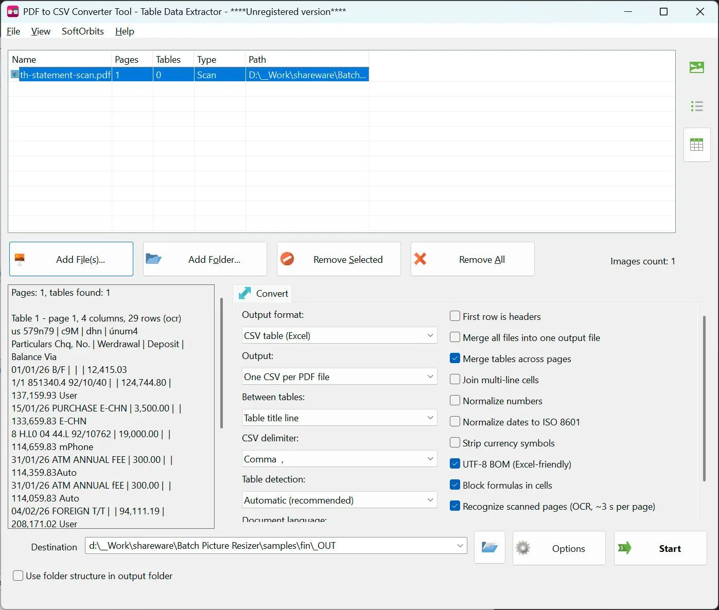 PDF to CSV Converter Capture d