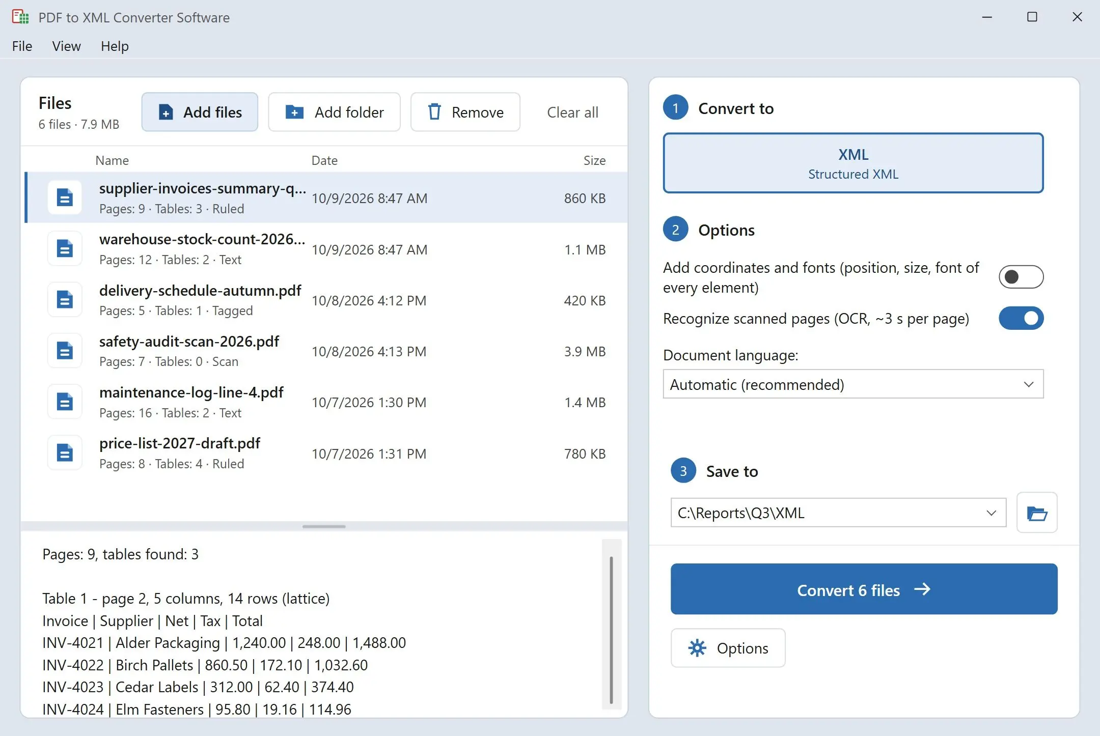 PDF to XML Converter Software Capture d