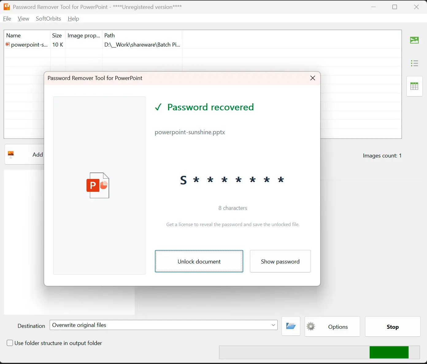 Password Remover Tool for PowerPoint Capture d