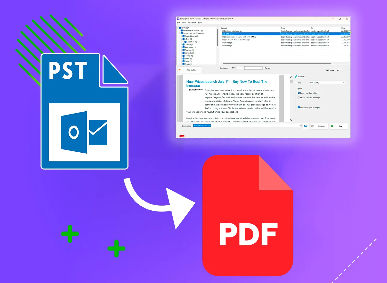 Ce que vous obtenez avec le Convertisseur PST en PDF.