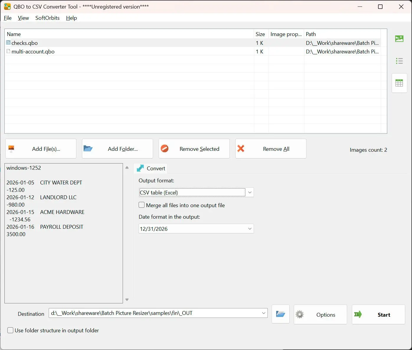 QBO to PDF Converter Capture d