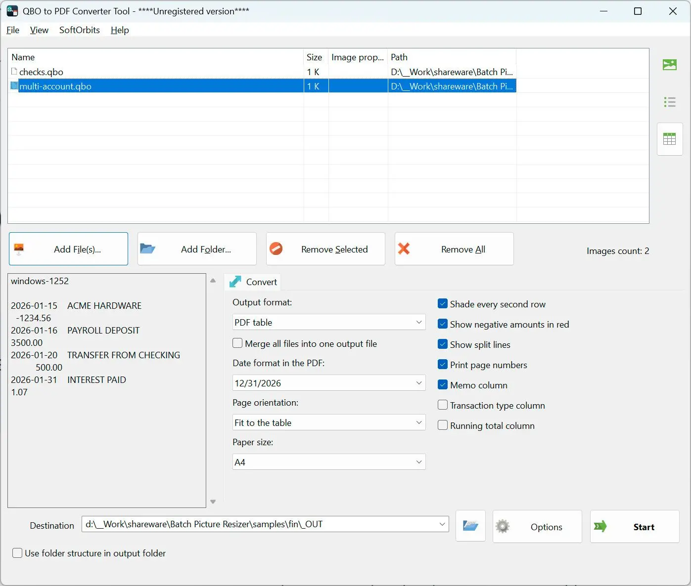 QBO to PDF Converter Capture d
