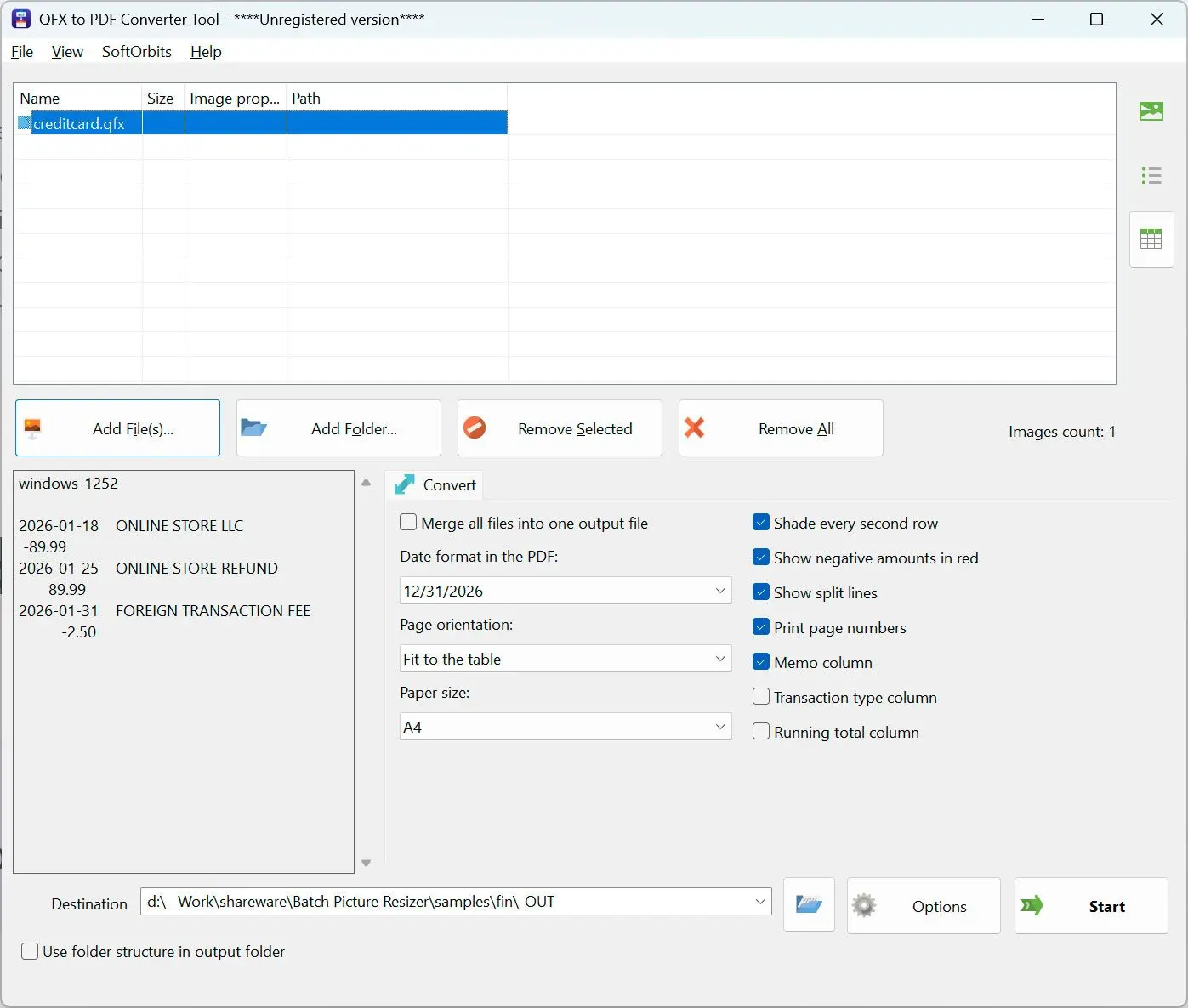 QFX to PDF Converter Capture d